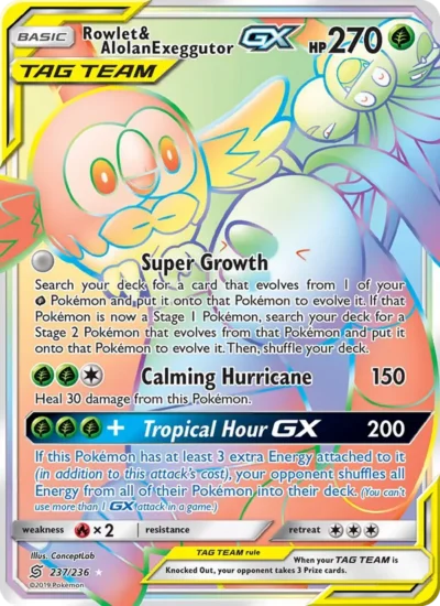 Rowlet & Alolan Exeggutor GX (Unified Minds 237)